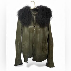 Jackets 14th addiction fox fur crosszip leather jacket